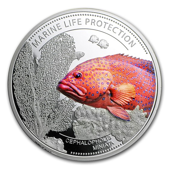 2016 Palau Silver $5 Marine Life Protection Coral Hind 2016 Palau Silver $5 Marine Life Protection Coral Hind